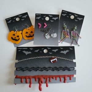 Halloween Jewelry Set 3 Chokers 5 Pairs Earrings from Target